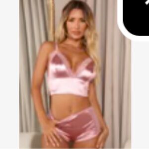 Fashion Nova Pink Satin Pajama Set